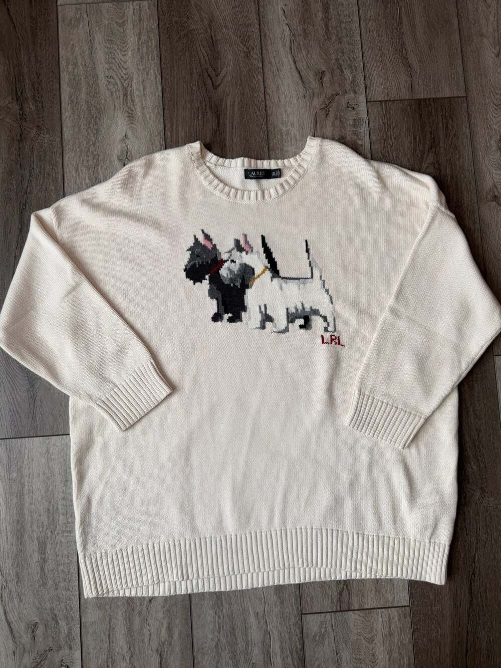 Lauren Ralph Lauren Scottish Terrier Sweater Size 3X Cream Cotton